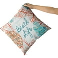thumbnail image 3 of Beach Life Throw Pillow Covers, Coastal Ocean Coral Seashell Conch Pillowcases, Vintage Nautical Square Cushion Covers for Sofa Couch Bed Home Decor, 18x18 Inch, Set of 2, 3 of 6