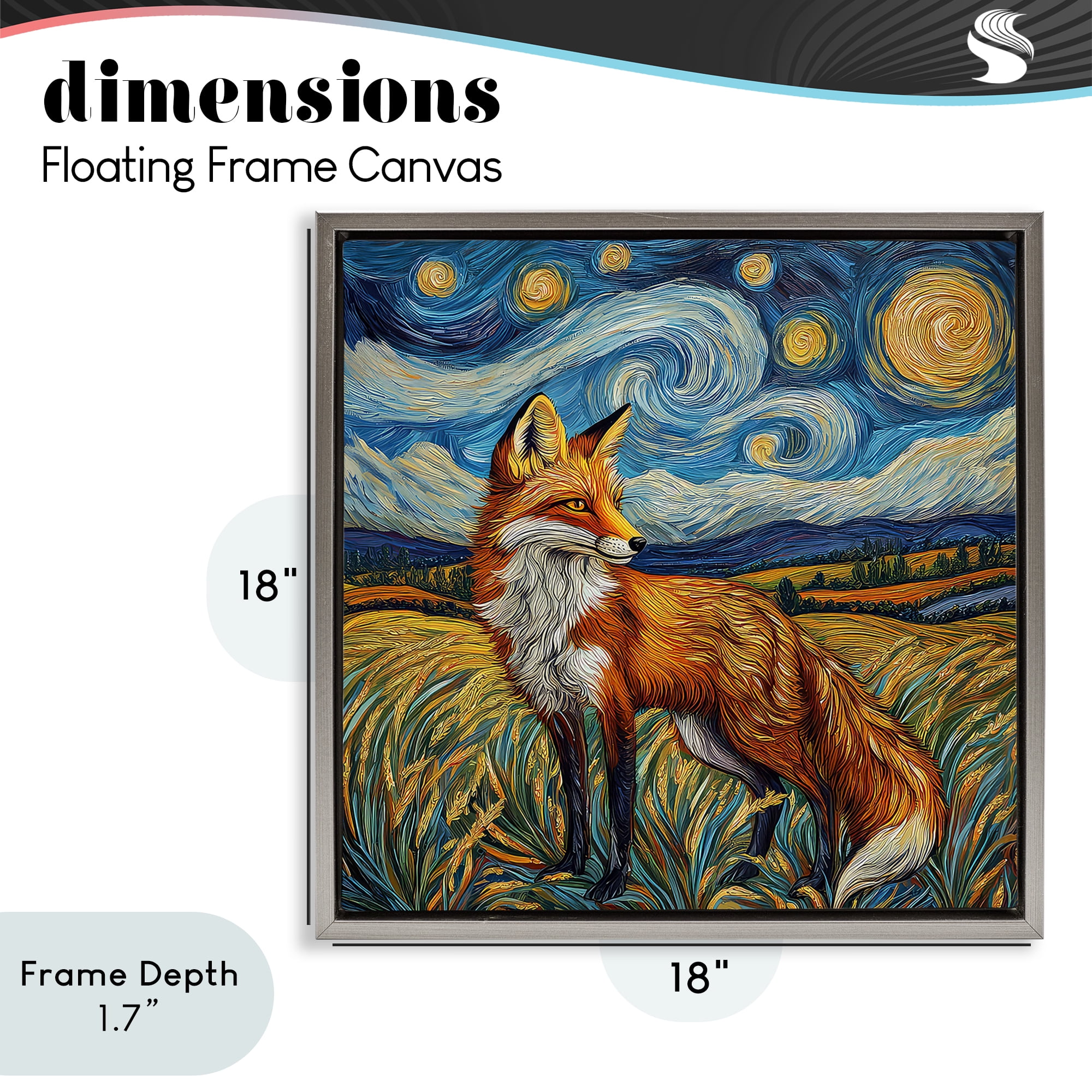 Stupell Industries Swirling Impressionist Fox Gray Framed Floater Canvas Wall Art, design by The Wands Want