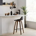 thumbnail image 2 of Bouclair Black Faux Leather and Walnut Wood Bar Stool, 2 of 7