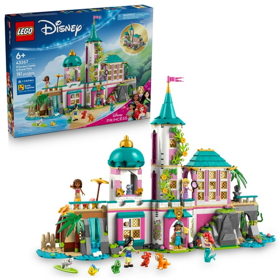 LEGO Disney Princess Castle & Royal Pets Kids Toy  - Pretend Play Building Set for Girls and Boys, Ages 6  - Includes Ariel, Rapunzel, Jasmine, Moana, and Mulan - Gift Idea for Birthdays - 43267