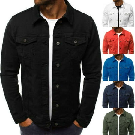 Fashion Men Denim Jean Jacket Coat Casual Long Sleeve Slim Fit Outwear Top M-3XL
