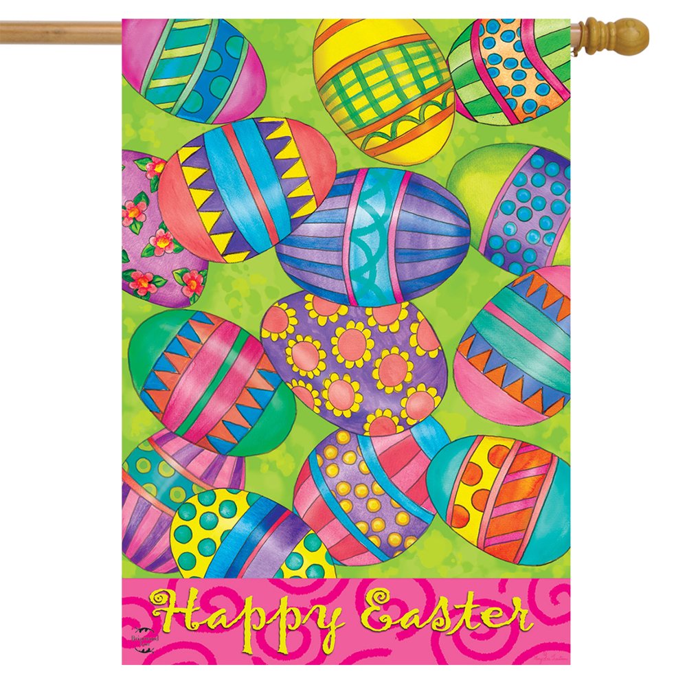 Easter Eggs Holiday House Flag Decorated Eggs 28" x 40" Briarwod Lane