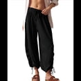 thumbnail image 2 of Pantalones Harén para Mujer, Pantalones de Estar por Casa con Dos Bolsillos Negro M, 2 of 9