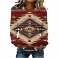 thumbnail image 2 of Retro Sweatshirt for Women Tribal Pattern Graphic Print Crewneck Long Sleeve Classic Relaxed Fit Casual Cozy Pullover Southwest Bohemian Fashion Clothes, 2 of 5