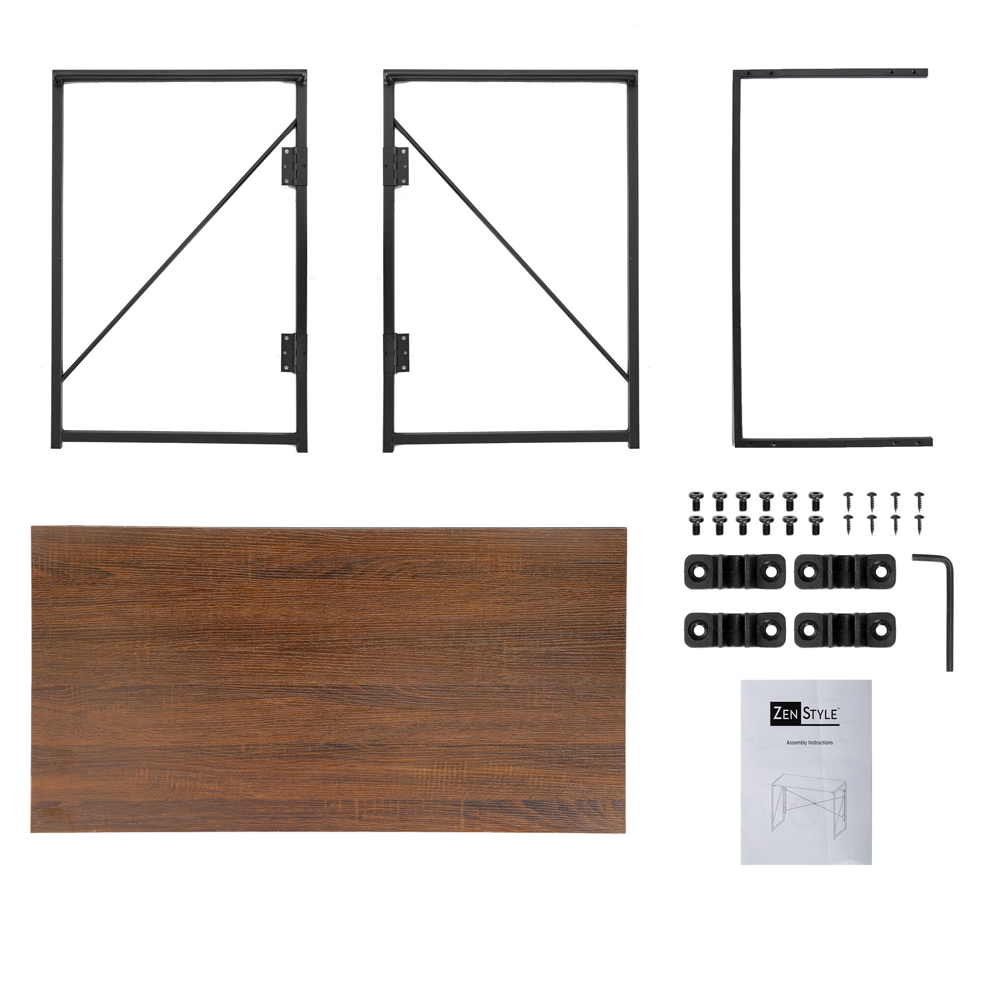 HomGarden Foldable Home Office Computer Desk, 39"Simple Writing Study Desk Space-Saving, Brown