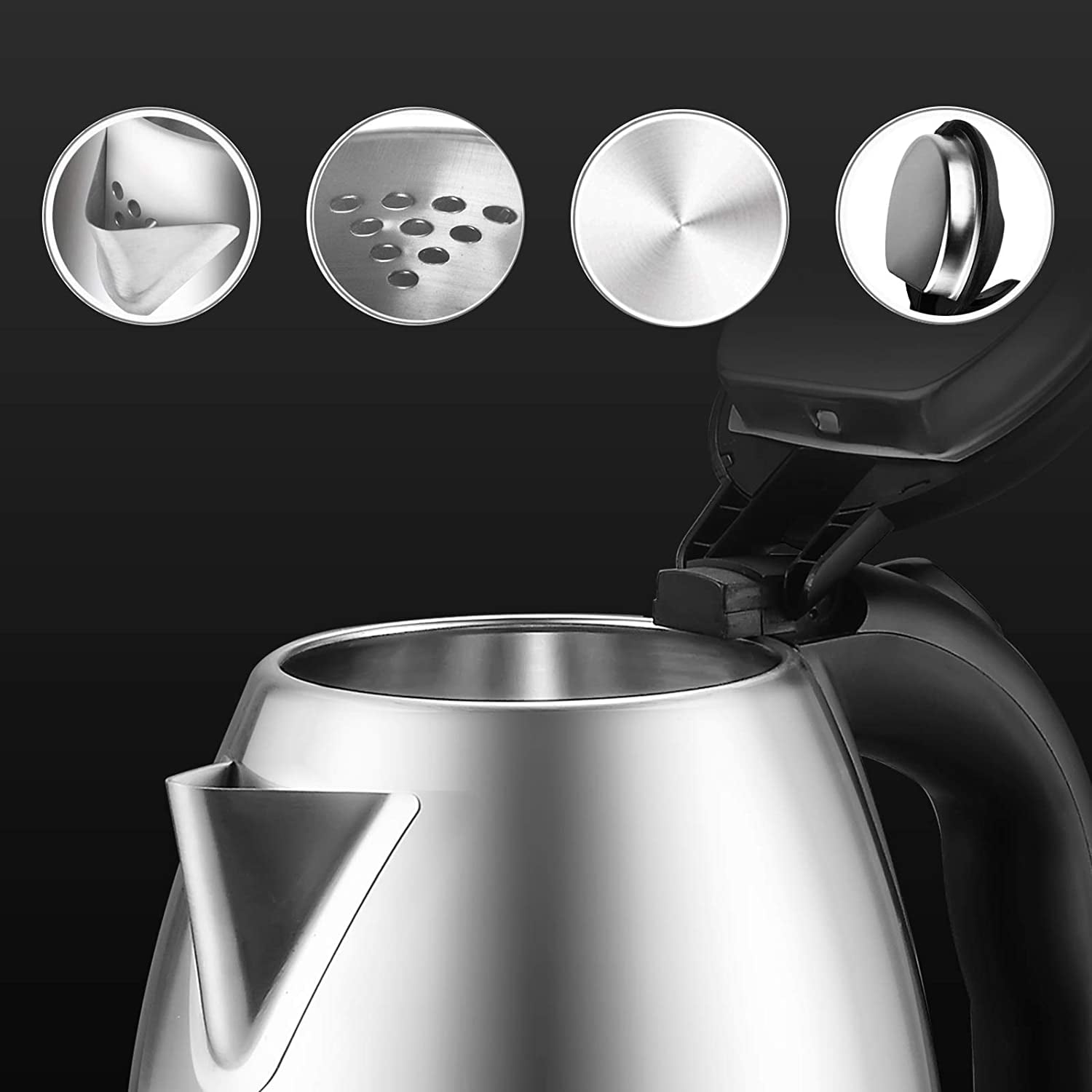Electric Kettle Temperature Dash, YiiMO 2L Stainless Steel Hot Water Boiler  with Thermometer for Tea Coffee 1200W, Auto Shut-Off Boil-Dry Protection