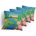 thumbnail image 5 of Ambesonne Cartoon Throw Pillow Cover 4 Pack, Little Girl Calming Nature, 24", Multicolor, 5 of 7