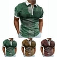 thumbnail image 6 of Quarter Zip Lapel Short Sleeve Shirts Mens Striped Tops Colorblock Print Slim Fit Blouses Workout T-shirt Casual Tees Pullovers Khaki,XXL, 6 of 6