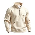 thumbnail image 5 of Mens Quarter Zip Pullover Sweatshirt Fall Winter Long Sleeve Casual Plain Stand Collared Sweatshirts with Pockets, 5 of 6