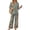 Army Green, variant on Vintage Ditsy Floral Print Two Piece Set for Women, 3/4 Sleeve Button Down Top & Wide Leg Pants - Retro Boho Casual Lounge Outfit with Flowy Trousers Navy L