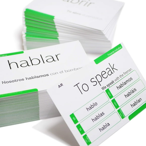 200 Verbes Espagnols Conjugaison Présente Indicativo Flash Cards - Examples Complets en Espagnol et en Anglais