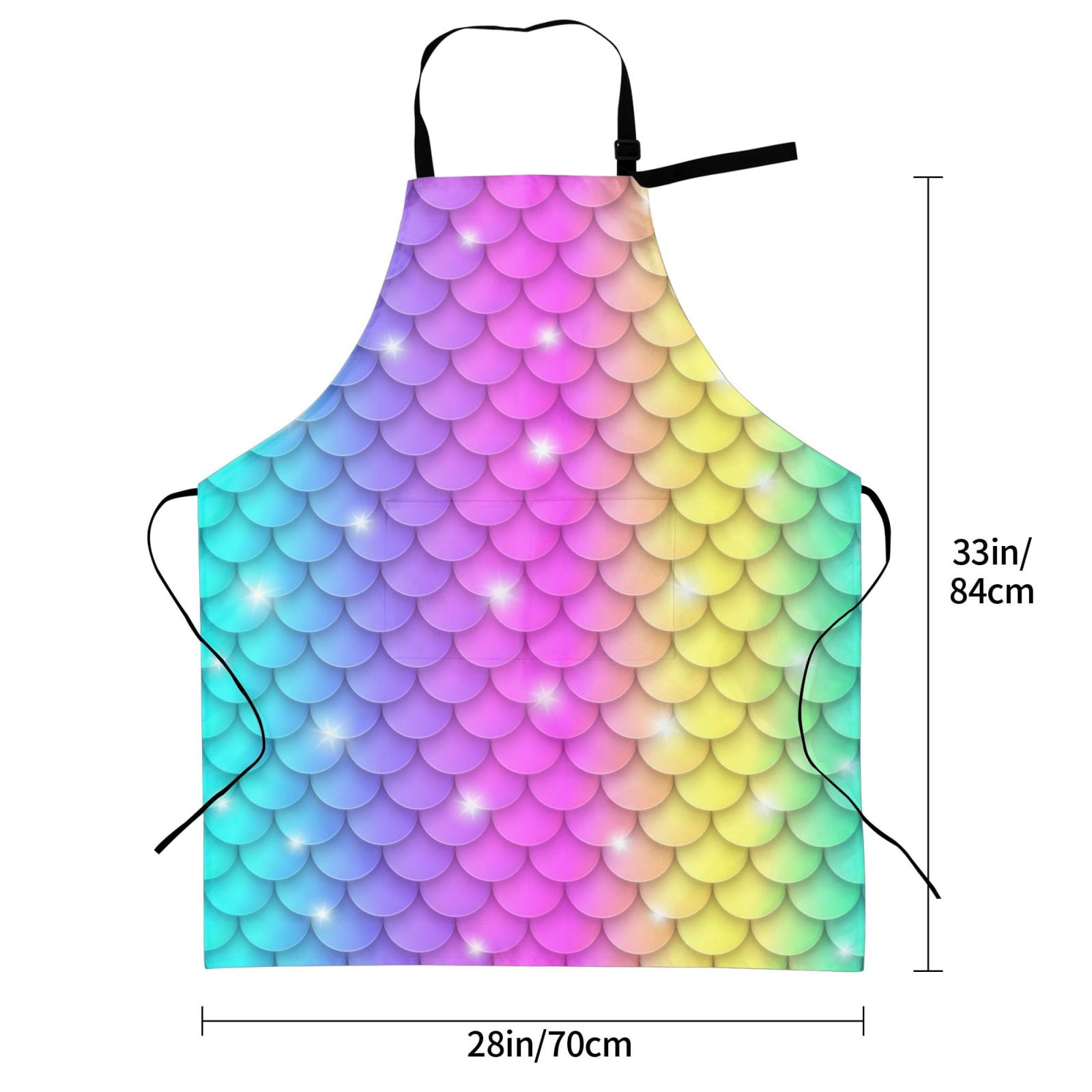 Kdxio Rainbow Scales2 Apron with Pockets Adjustable Kitchen Aprons for Men Women Waterproof Aprons for Cooking,Drawing,Crafting, Baking Household Cleaning