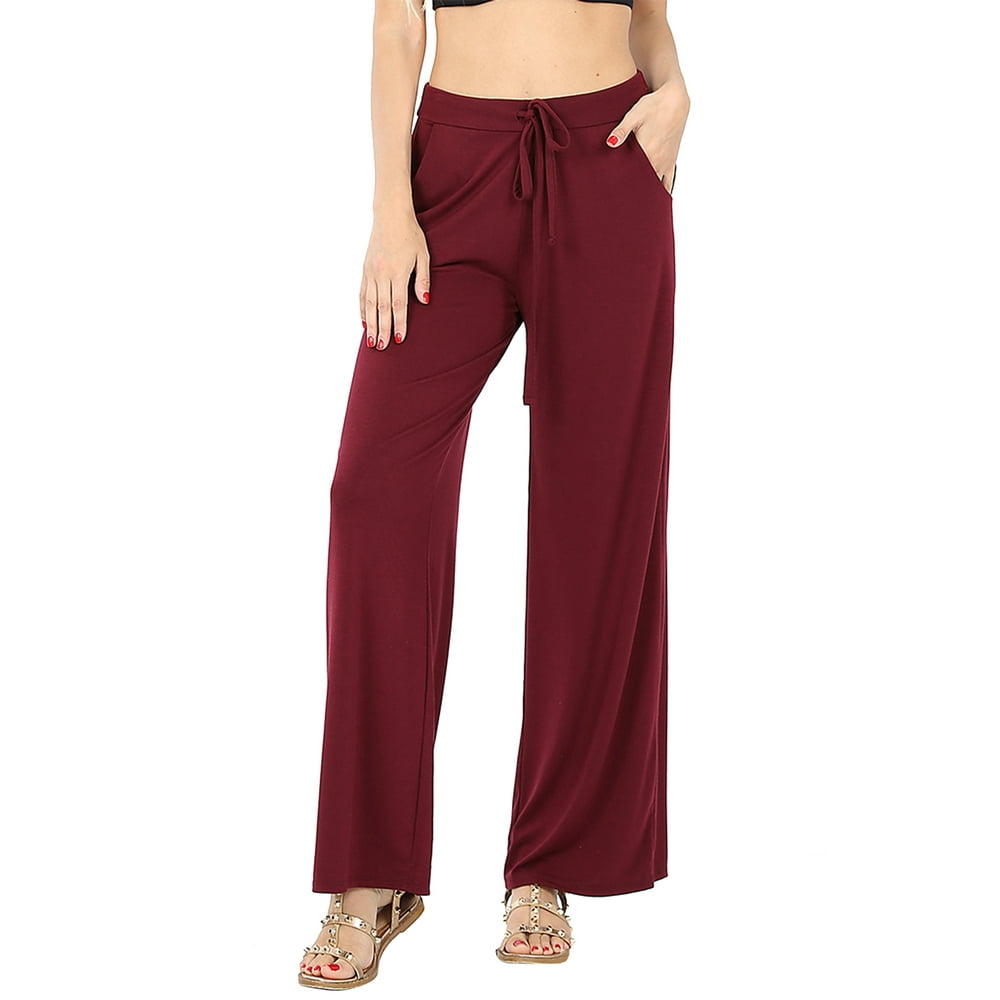TheLovely - Womens & Plus Comfy Stretch Solid Drawstring Wide Leg ...