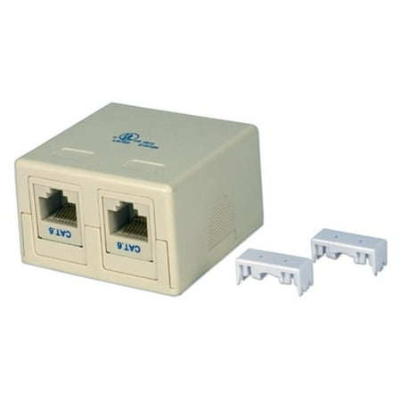Keystone Jack Surface Mount Box - QVS C6BX-2PK Dual Port CAT6 Keystone Jack Beige Surface Mount Box Kit