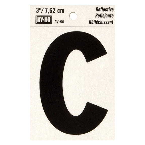 Hy-Ko 3-Inch Reflective Vinyl Letter C, Self-Adhesive, Weather-Resistant