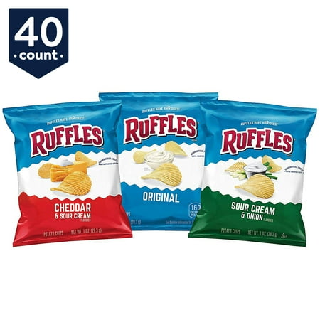 Ruffles Potato Chips Variety Snack Pack 1 Oz Bags 40 Count