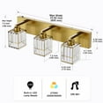 thumbnail image 5 of Briignite 3-Light Stunning Bathroom/Mirror/Bedroom Vanity Light - Dimmable LED, Metal &Crystal Design for Chic Ambiance, 5 of 8