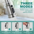 thumbnail image 4 of Wowow 8 Inch Centerset Bridge Kitchen Faucet with Pull Down 3 Function Sprayer and 360° Swivel Spout, Brushed Nickel, 4 of 8
