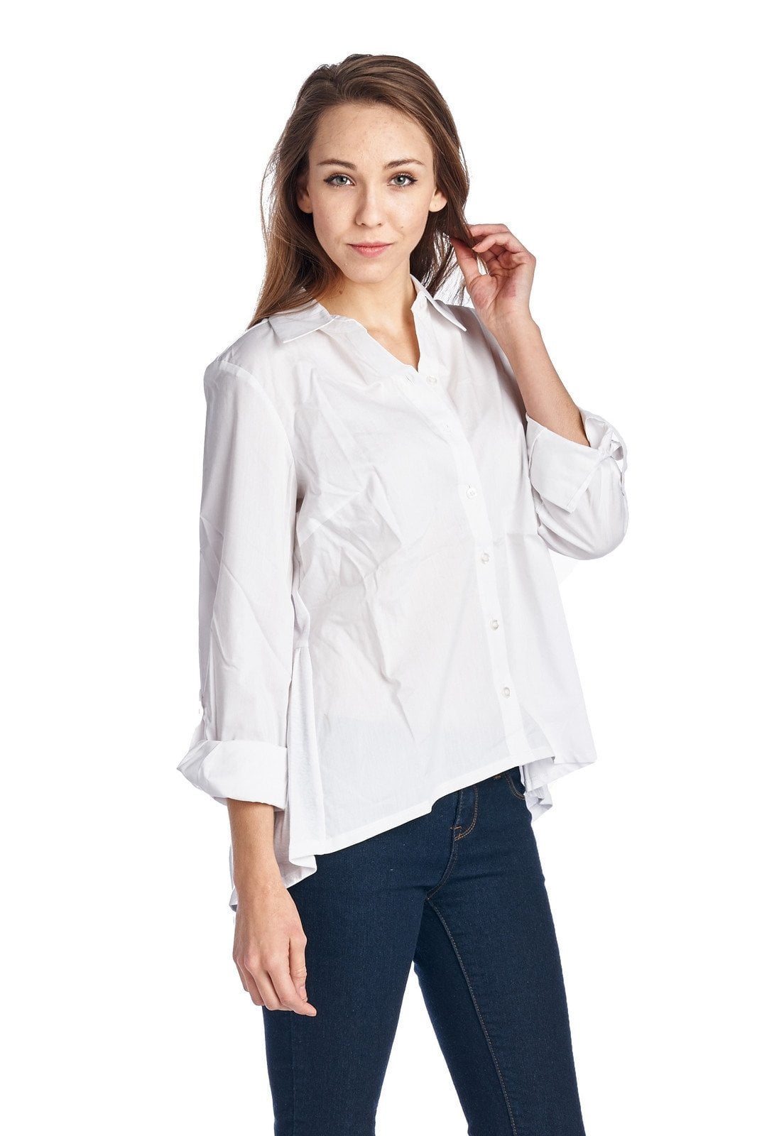 Zac Rachel Women's Long Sleeve Button Down Woven/Knit Top