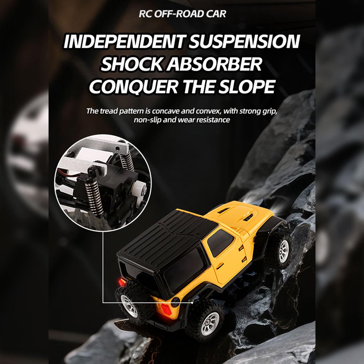 RC Off-Road Rock Crawler, 1/36 Scale 2.4G 4WD Full Proportional RC Climbing Car Model with Realistic LED Lights, Long Battery Life, RTR Hobby Collectible Model for Adults Hobbyists (Yellow)
