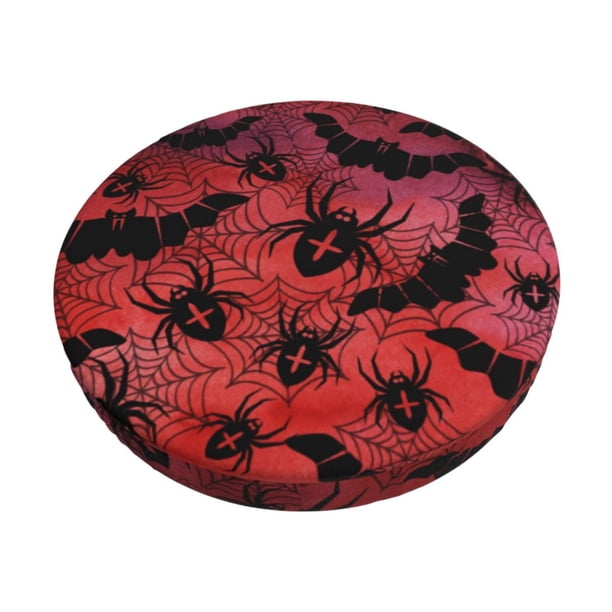 Balery Bats And Spiders Fundas de asiento para taburete de bar redondo de tela de terciopelo ajustables que protegen de arañazos y manchas para sillas de 14 a 17 pulgadas.-12 inch