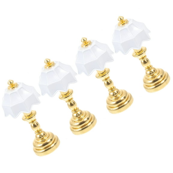 GOOHOCHY 4pcs Mini Desk Lamps Set, Realistic Small Table Lamps for Mini House Decor, Golden Iron Finish, Compact and Stylish