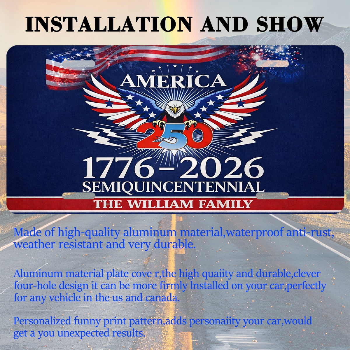 USA 250th Anniversary License Plate, 1776-2026 Patriotic License