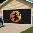thumbnail image 5 of Halloween Garage Door Cover Banner 6 x 13 FT, Broom Riding Black Witch Cat Orange Fall Moon Garage Door Curtains Backdrop with Grommets for Indoor Outdoor Wall Party Porch Yard Decorations Background, 5 of 9