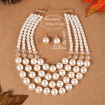 Costume Layered Twisted Imitation Pearl Necklace Earring Set Choker Statement Fashion jewelry Set good gift for women Party Wedding New Year