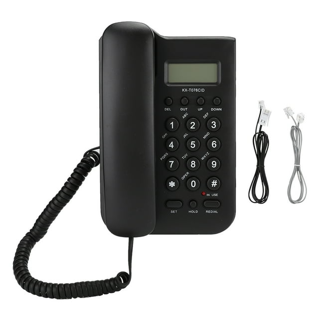 Teléfono fijo con cable KX T076 para casa o oficina (línea telefónica con colores aleatorios) (negro)