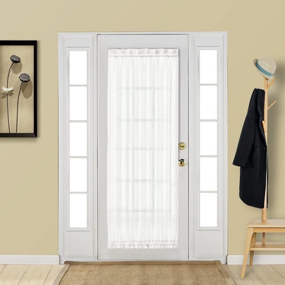 nipocaio Elegant Door Curtain Panel Solid Sheer Curtain 54" x 72" Voile Drapery for French Door Window with Rod Pocket - 1 Piece, Pure White