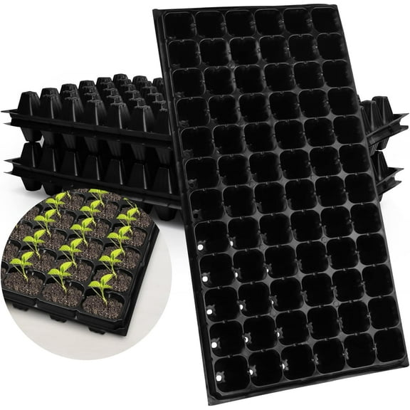 10 Pack Thick Durable 72 Cell Seed Starter Tray, 1.5inch Deep Gardening Germination Plant Growing Plastic Trays for Seeds Growing Plant Seedlings Propagation