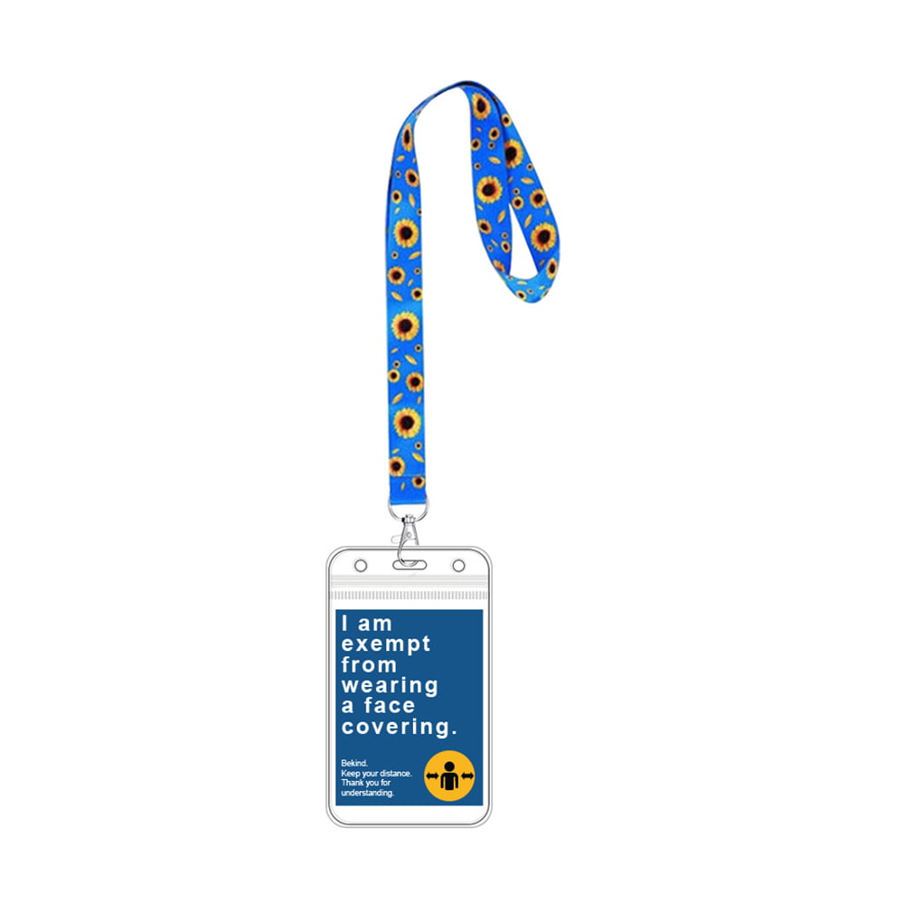 2 Sets Exemption Card Lanyards Include Neck Lanyard Straps Clear Card Holder Blue Exemption Badge Holder PVC Exempt Card for School Office Keys ID Card Plane Ticket