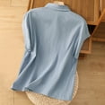 thumbnail image 4 of Meichang Womens Linen Button Down Shirts Solid Lapel Cap Sleeve Tops Work Office Casual Blouses Comfy Lightweight Basic Summer Tops Light Blue L, 4 of 4