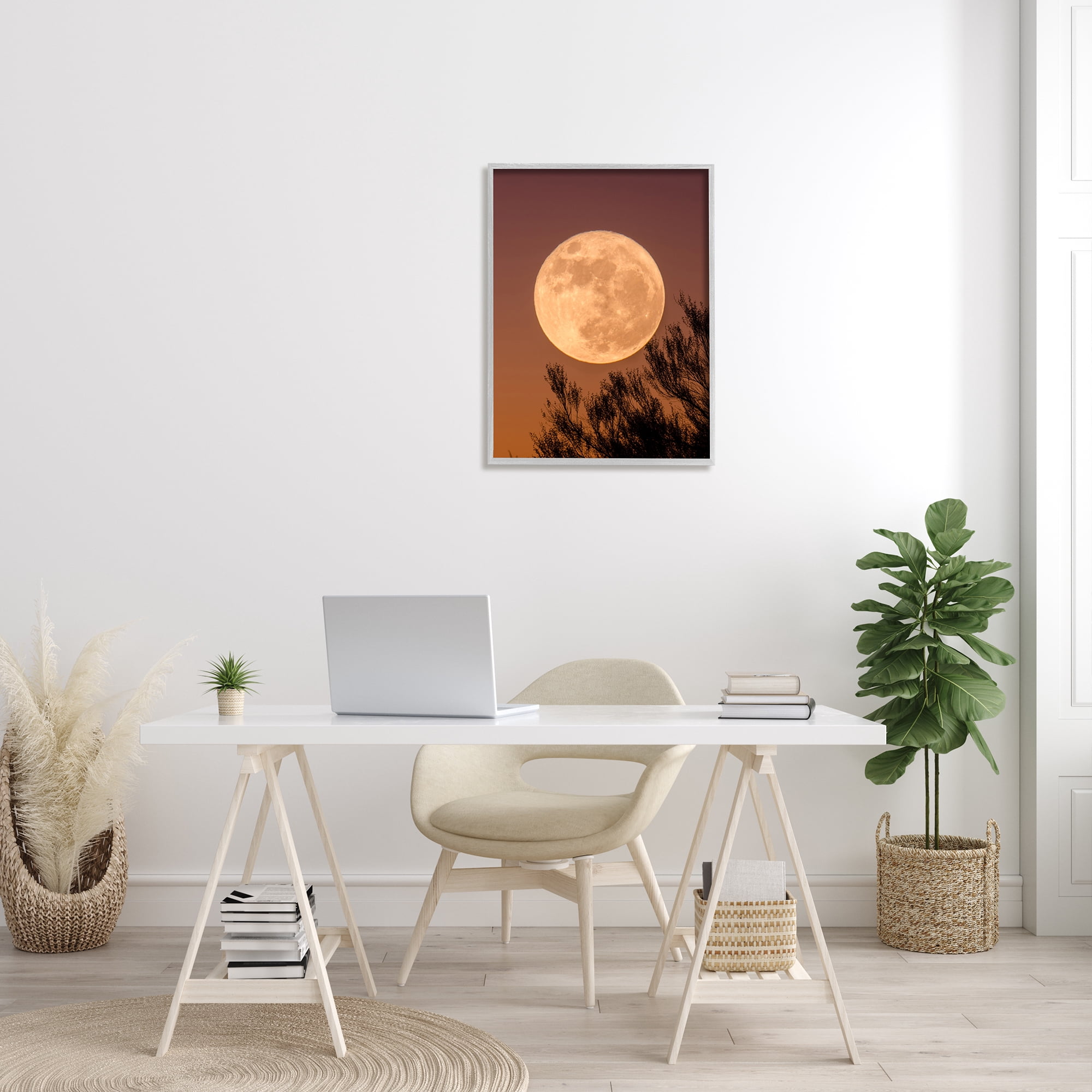 Stupell Indtries Full Moon Photography Tree Branch Silhouette Autumn Sky,24 x 30,Design by Birch&Ink