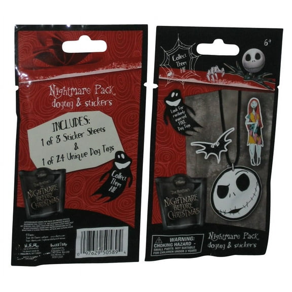 Nightmare Before Christmas Dog Tag & Sticker Blind Mystery Packs - (Lot of 2)
