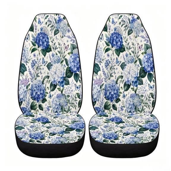 Verolix Blue Hydrangea Floral Car Seat Covers, Front Seats Only Set of 2, Universal High Back Mesh Fabric Seat Covers for Cars, SUVs, Sedans and Vans