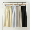 thumbnail image 5 of Nfurl Womens Linen Pants with Pockets Casual Wide Leg Pants for Women Loose Solid Color Beach Elastic Waist Drawstring Palazzo Pant Yellow M, 5 of 6
