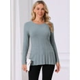 thumbnail image 3 of DARING DIVA Long Sleeve Crewneck Pleated Peplum Pullover Sweater S Grey, 3 of 6
