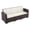 Brown, variant on Luxury Commercial Living 55" Brown Outdoor Patio Sofa with Natural Beige Sunbrella Cushion