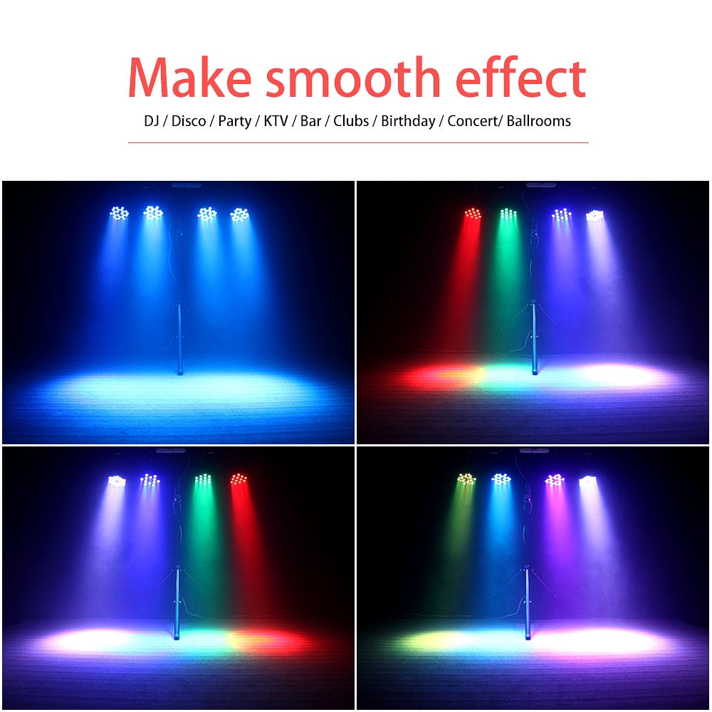 4 Pack Par Lights with Bag, 36 LED Round Stage Lights Sound Activated Party Lights, RGB Uplighting Lights with Remote Control Stage Lighting for DJ Club KTV Disco