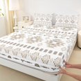 thumbnail image 4 of Erosebridal Hippie Aztec Full Size Sheets, Bohemian Geometric Bed Sheets, White Brown, 4 Pieces 1 Flat Sheet, 1 Fitted Sheet and 2 Pillowcases, 4 of 5