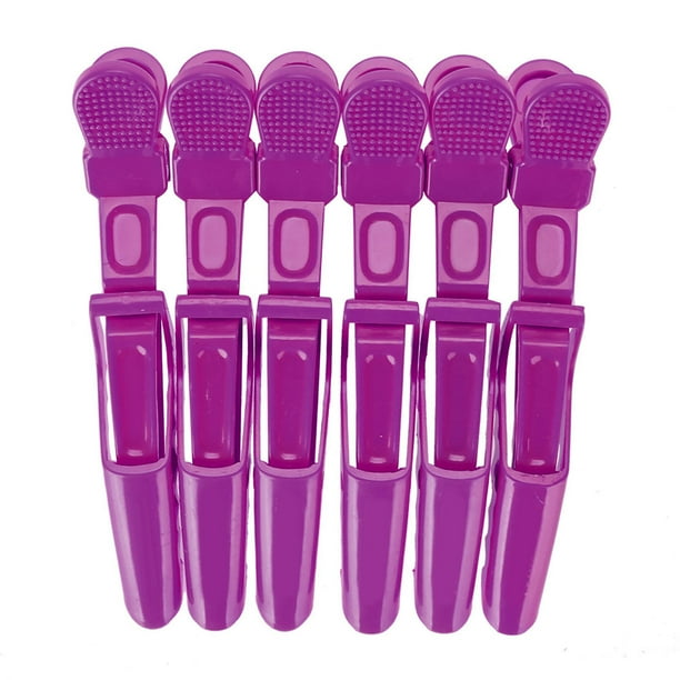 6 uds pinza de pelo de cocodrilo antideslizante de una sola punta sección de pelo de peluquería cierres de garra púrpura