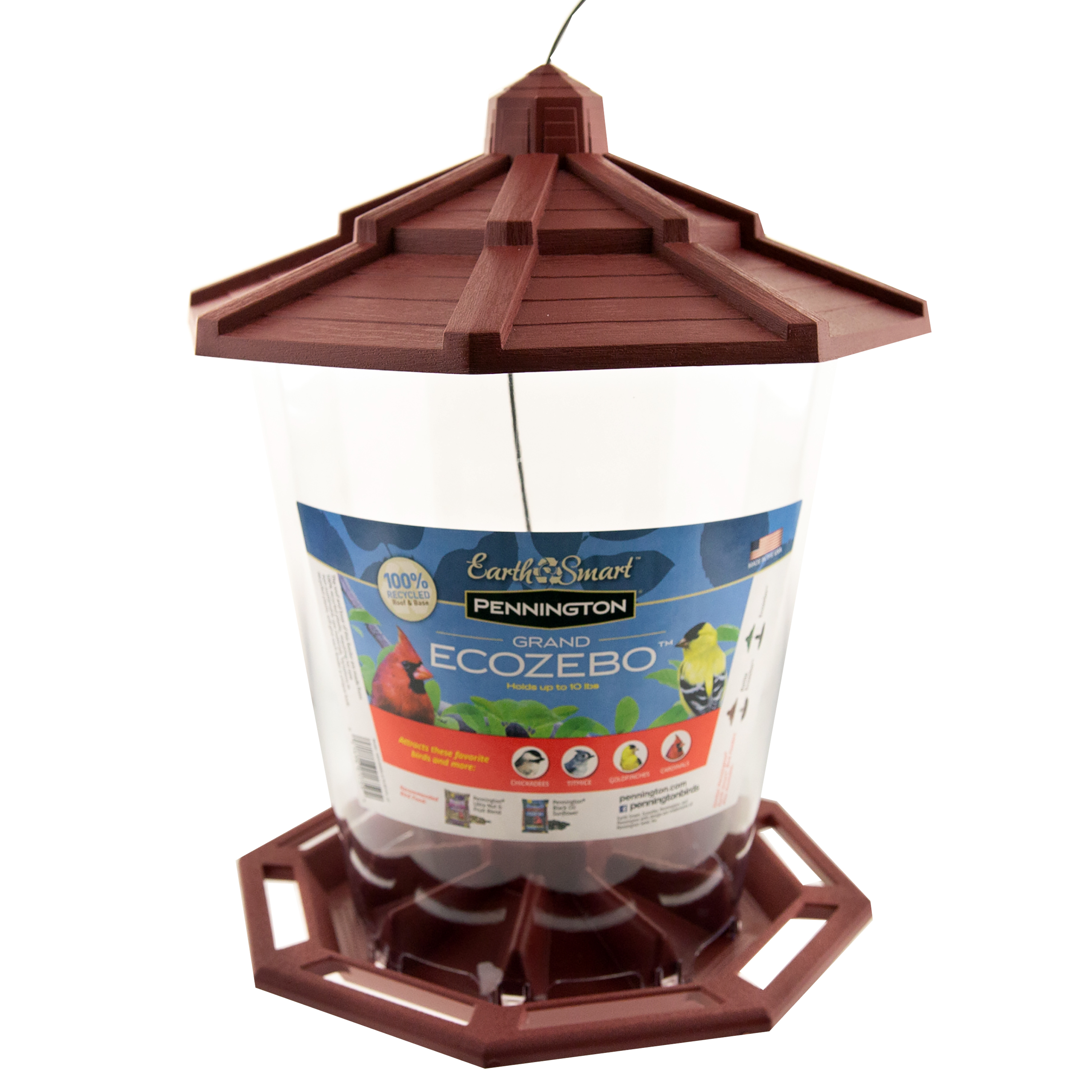 Pennington Wild Bird Feeder, Large Capacity Grand Ecozebo, Red, 10 lb