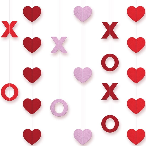 KatchOn, Felt XOXO Heart Garland - 6 String, No DIY Required, Pre Strung | XOXO Garland for Heart Decorations | Happy Anniversary Decorations | Love Decorations | Wedding Decorations | Valentines Day