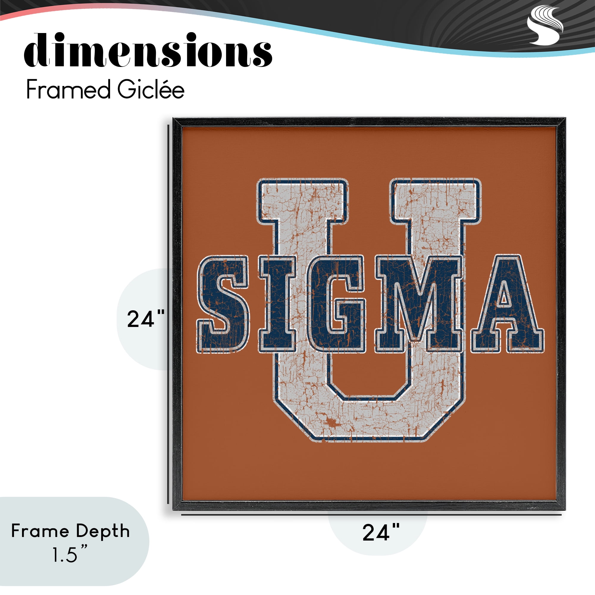 Stupell Industries Sigma University on Brown Black Framed Giclee Art, design by Grotto Studios
