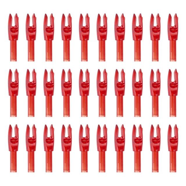 Uxcell Archery Arrows Nocks, Plastic Insert Arrow Nock Replacement Arrow Tails for Hunting Shooting Compound Recurve Transparent Red