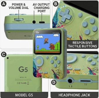 3.0-Inch HD Retro Game Console: A Portable Handheld Gaming System Supporting TV and Projector Connectivity—Featuring Built-in Classic Arcade Games, an Ideal Gift for Family Entertainment.