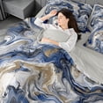 thumbnail image 4 of meiyoeat Blue Gold Marble 7 Pieces Full Size Bedding Sets For Kids,Fluid Swirl Design Full Size Bed In A Bag For Adults,Light Gray Reversible, 4 of 7