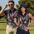 thumbnail image 6 of HUIACONG USA Eagle Matching Golf Shirts for Couples Sleeveless Golf Tops for Women Lightweight Quick Dry Mens Short Sleeve Shirt 1/4 Zip Breathable Moisture Wicking Athletic Wear Woman 2XL, 6 of 7
